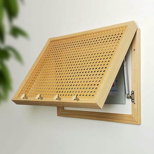 BTOIASYHF Elektro Panel Abdeckung Abnehmbare Breaker Box Abdeckung Holzrahmen, Rattan Dekorative Sicherung Box Abdeckung Mit Haken, Schalter Panel Schutzdeckel von BTOIASYHF