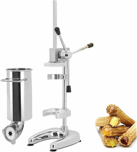 Manueller Churro-Maker, kommerzieller 2- bis 3-l-manueller spanischer Donut-Churrera-Churro-Maker, 5 Arten von Formen, vertikale spanische Churrera-Maschine aus Edelstahl, Snack-Ausrüstung von BTOIASYHF