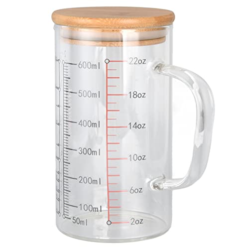 Messbecher, Glas-Messbecher, V-förmige Düse, Klare Skala, Bequemer Griff, Borosilikatglas-Kaffeetassen (600 ml) von BTOSEP