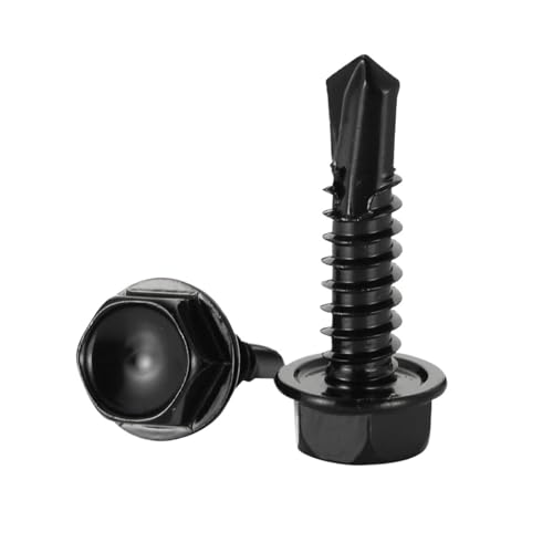 10/20 Stück selbstbohrende Sechskantschrauben mit Unterlegscheibe M4.2 M4.8 M5.5 M6.3 8# 10# 12# 14# Blechschraube aus schwarzem Zink 410(13mm,M4.8 10pcs) von BTRHKMN