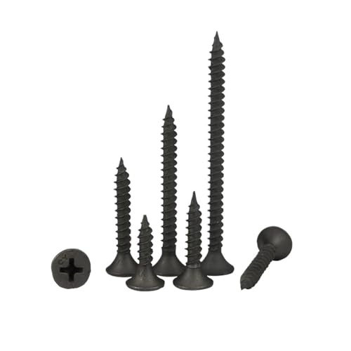 20–50 Stück Kreuzschlitzschrauben mit flachem Kopf, selbstschneidende Trockenbauschrauben, M3.5, Holzschrauben, schwarzer Kohlenstoffstahl, Kreuzschlitz(25mm (35pcs)) von BTRHKMN