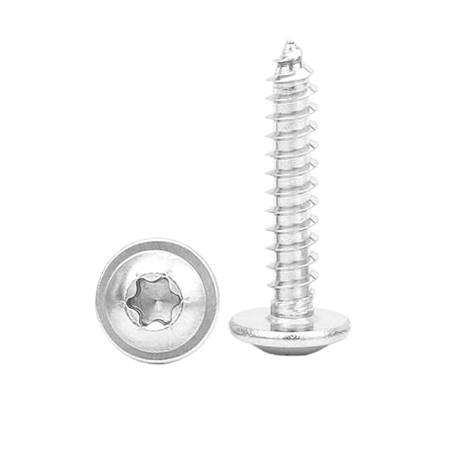 20–50 Stück Torx-Blechschrauben mit rundem Kopf und Kragen, Edelstahl 304, M2.6, M3, M4, M5, M6, Sechslappen, Stern, Holz(M4x12x9mm 20pcs) von BTRHKMN