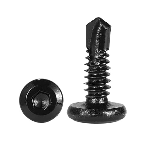20 Stück Flachkopf-Innensechskant-Bohrschrauben, Schwarzzink 410, M5 M5.5#12, selbstschneidende Blechschrauben(38mm) von BTRHKMN