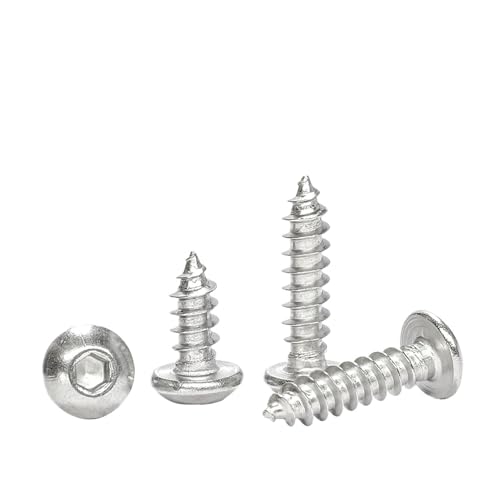 5–50 Stück selbstschneidende Schrauben mit Innensechskant und Halbrundkopf, M2, M2.6, M3, M4, M5, M6, Edelstahl, Innensechskant, Blechschrauben for Holz(12mm,M2 50pcs) von BTRHKMN