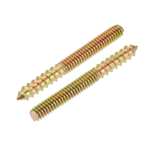 Doppelkopfbolzen, verzinkt, gelb, M4, M5, M6, M8, M10, selbstschneidende Schrauben für Holzmöbel (M10 x 80 mm, 2 Stück) von BTRHKMN