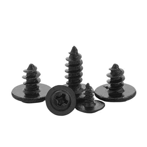 Hardware Schwarze Schraube PWA Kreuz Rundkopf mit Kissen selbstschneidende Pfanne M1.4 M1.7 M2 M2.3 M2.6 M3 M3.5 M4(6mm,M2.6 100pcs) von BTRHKMN