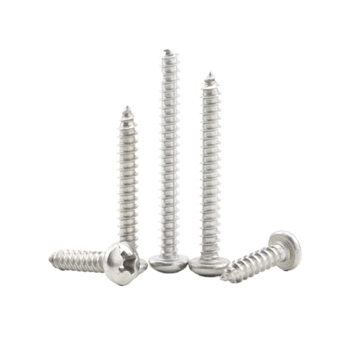 Kreuzschlitz-Blechschraube mit rundem Kopf M1.2 M1.4 M1.7 M2 M2.3 M2.6 M3 M4 M4.2 M5 M6 Edelstahl Holz(4mm,M1.7 55pcs) von BTRHKMN