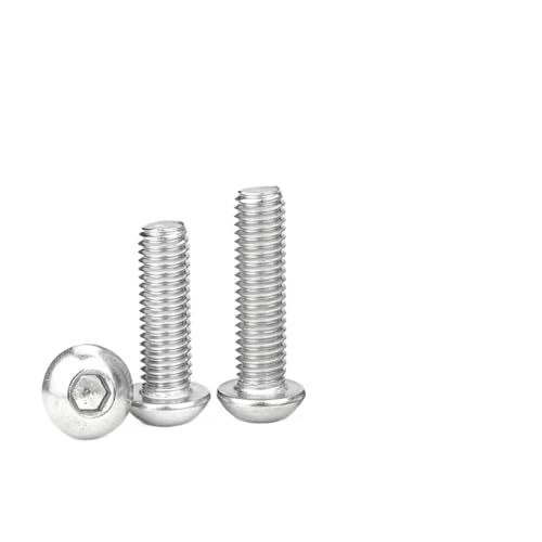 M2 M2.5 M3 M4 M5 M6 M8 M10 Sechskant-Innensechskantschrauben mit Halbrundkopf aus Edelstahl mit Innensechskantschrauben ISO7380(4mm,M2 50pcs) von BTRHKMN