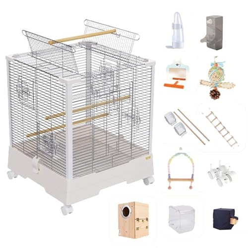 20 Zoll Edelstahl Vogelkäfig, Innen Papageienkäfig Vogelhaus Mit Verriegelung, Groß Flugkäfig Vogelvoliere Für Wellensittich, Kanarienvogel(11pcs) von BTRUTY