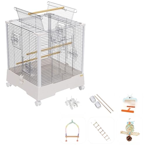 20 Zoll Edelstahl Vogelkäfig, Innen Papageienkäfig Vogelhaus Mit Verriegelung, Groß Flugkäfig Vogelvoliere Für Wellensittich, Kanarienvogel(6pcs) von BTRUTY