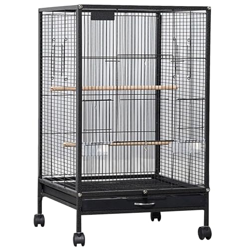 30 Inch Außen Vogelvoliere Groß, Zuchtkäfig Wellensittich Mit Rollständer Kanarien Voliere Vogelkäfig Vogelhaus Für Papageien(Black) von BTRUTY