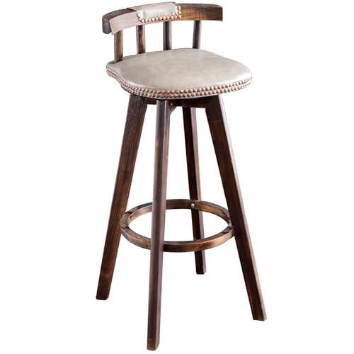 Barhocker Holz Drehbar, Leder Gepolsterte Barstuhl Küchenhocker Tresenhocker Für Café, Esszimmer, Wohnzimmer, Heimbar, Kücheninsel(Grey,73cm) von BTRUTY