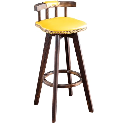 Barhocker Holz Drehbar, Leder Gepolsterte Barstuhl Küchenhocker Tresenhocker Für Café, Esszimmer, Wohnzimmer, Heimbar, Kücheninsel(Yellow,63cm) von BTRUTY