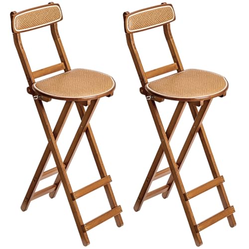 Barhocker Klappbar Holz 2er Set, Frühstück Küchenhocker Mit Rückenlehne Bistrohocke Tresenhocker Für Esszimmer, Wohnzimmer, Party, Café(Brown,Large) von BTRUTY