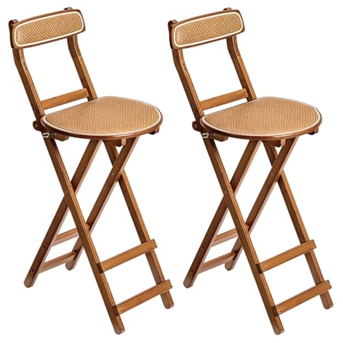 Barhocker Klappbar Holz 2er Set, Frühstück Küchenhocker Mit Rückenlehne Bistrohocke Tresenhocker Für Esszimmer, Wohnzimmer, Party, Café(Brown,Medium) von BTRUTY