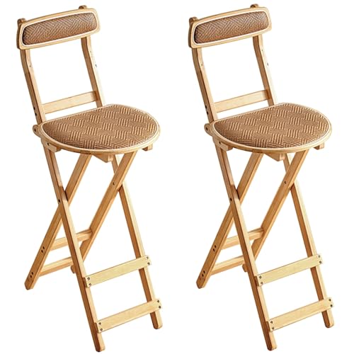 Barhocker Klappbar Holz 2er Set, Frühstück Küchenhocker Mit Rückenlehne Bistrohocke Tresenhocker Für Esszimmer, Wohnzimmer, Party, Café(Wood Color,Large) von BTRUTY