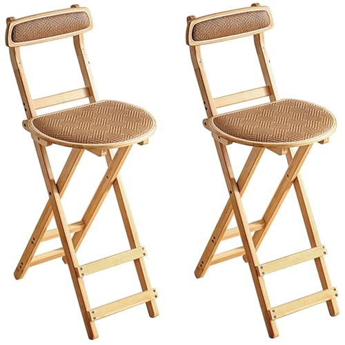 Barhocker Klappbar Holz 2er Set, Frühstück Küchenhocker Mit Rückenlehne Bistrohocke Tresenhocker Für Esszimmer, Wohnzimmer, Party, Café(Wood Color,Medium) von BTRUTY