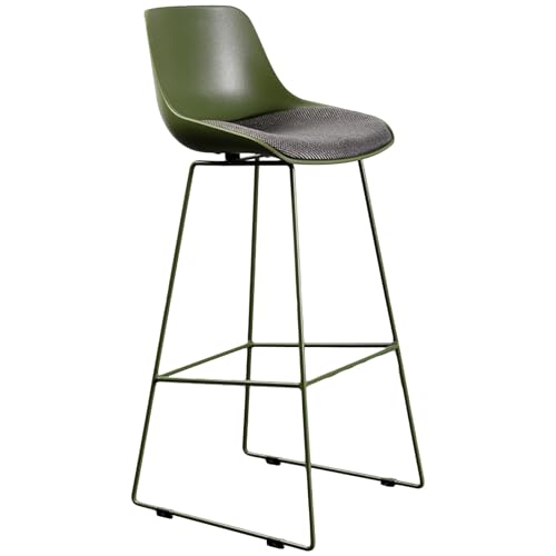 Barhocker Outdoor Mit Rückenlehne, Frühstück Küchenstuhl Mit Fußstütze Industrielle Tresenhocker Für Café, Esszimmer, Wohnzimmer, Bistro(Green,65cm) von BTRUTY