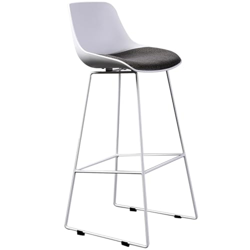 Barhocker Outdoor Mit Rückenlehne, Frühstück Küchenstuhl Mit Fußstütze Industrielle Tresenhocker Für Café, Esszimmer, Wohnzimmer, Bistro(White,65cm) von BTRUTY