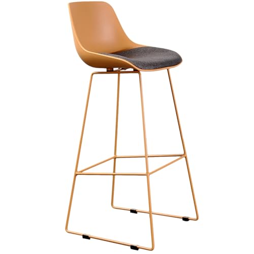 Barhocker Outdoor Mit Rückenlehne, Frühstück Küchenstuhl Mit Fußstütze Industrielle Tresenhocker Für Café, Esszimmer, Wohnzimmer, Bistro(Yellow,65cm) von BTRUTY
