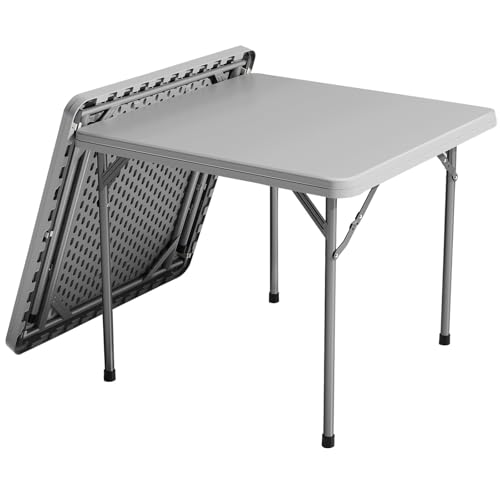 Draußen Eckig Klapptisch, Faltbar Campingtisch Esstisch HDPE Tischplatte Tragbarer Gartentisch Für Picknick, Terrasse, Balkon, Küche, Strand(86 * 86cm fold Gray) von BTRUTY