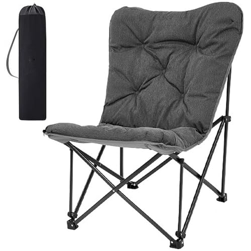 Faltbar Gepolsterter Campingstuhl 300lbs, Leichter Rasenstuhl Im Freien, Tragbarer Erwachsener Picknickstuhl Passend Für Strand, Angeln, Schwimmbad, Wandern(Grey) von BTRUTY