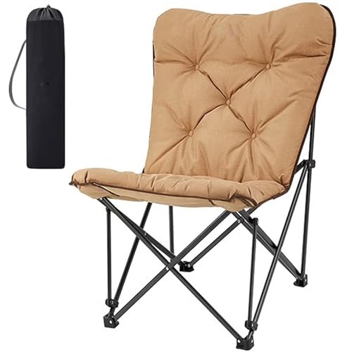 Faltbar Gepolsterter Campingstuhl 300lbs, Leichter Rasenstuhl Im Freien, Tragbarer Erwachsener Picknickstuhl Passend Für Strand, Angeln, Schwimmbad, Wandern(Khaki) von BTRUTY