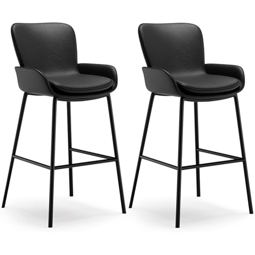 Gepolsterte Barhocker 2er Set, Barstuhl Tresenhocker Mit Rückenlehne, Küchenstuhl Essstühle Für Esszimmer, Wohnzimmer, Cafés(Black,108cm) von BTRUTY