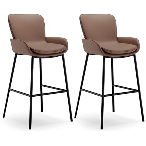 Gepolsterte Barhocker 2er Set, Barstuhl Tresenhocker Mit Rückenlehne, Küchenstuhl Essstühle Für Esszimmer, Wohnzimmer, Cafés(Coffee,88cm) von BTRUTY