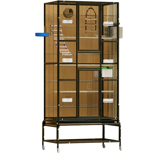 Groß Flugkäfig Vogelkäfig Mit Rollständer, Innen Eisen Wellensittich Vogelvoliere Vogel Zuchtkäfig Für Papageien, Kanarienvogel(Blacke(69in),9pcs) von BTRUTY