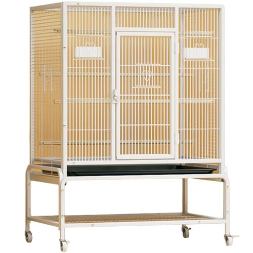 Groß Flugkäfig Vogelkäfig Mit Rollständer, Innen Eisen Wellensittich Vogelvoliere Vogel Zuchtkäfig Für Papageien, Kanarienvogel(White(47in),3pcs) von BTRUTY