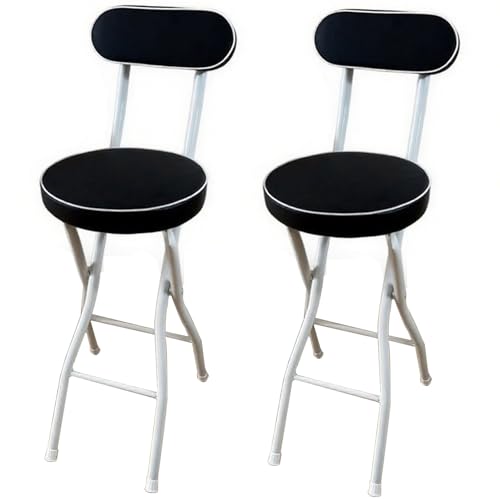 Klappbar Barhocker 2er Set, Klappbar Tresenhocker Küche Mit Rückenlehne Heimbar Frühstück Barstuhl Für Wohnzimmer, Café, Esszimmer, Bistro(Black White,55cm) von BTRUTY