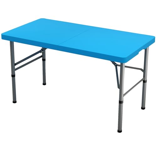 Klapptisch Campingtisch Mit Tragegriff, HDPE Outdoor Tragbarer Falttisch, Platzsparender Indoor Kartentisch Für Balkon, Garten(1.2m Blue) von BTRUTY