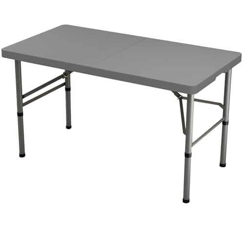 Klapptisch Campingtisch Mit Tragegriff, HDPE Outdoor Tragbarer Falttisch, Platzsparender Indoor Kartentisch Für Balkon, Garten(1.2m Gray) von BTRUTY