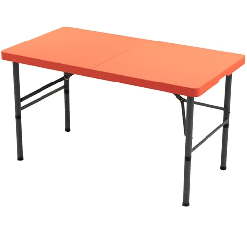 Klapptisch Campingtisch Mit Tragegriff, HDPE Outdoor Tragbarer Falttisch, Platzsparender Indoor Kartentisch Für Balkon, Garten(1.2m Orange) von BTRUTY