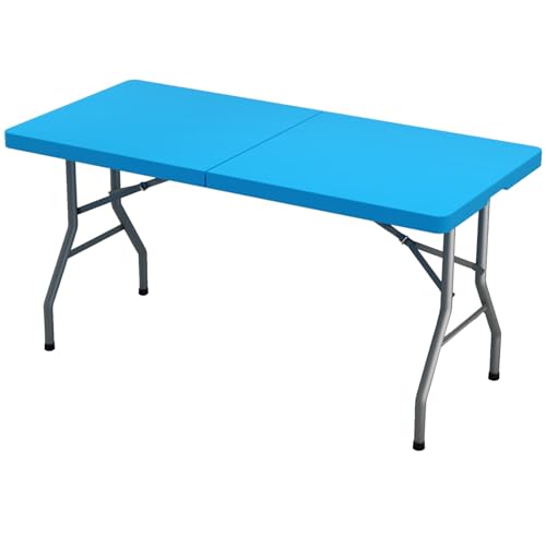 Klapptisch Campingtisch Mit Tragegriff, HDPE Outdoor Tragbarer Falttisch, Platzsparender Indoor Kartentisch Für Balkon, Garten(1.5m Gray) von BTRUTY