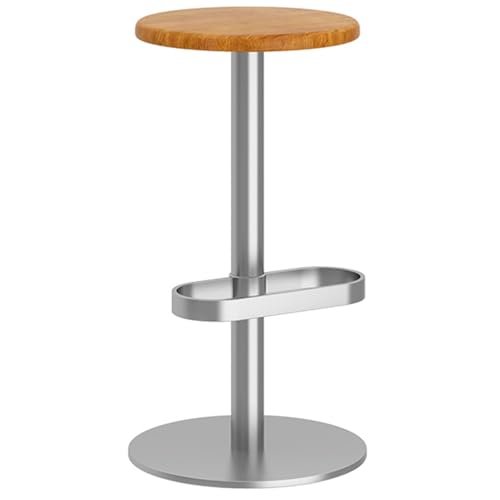 Küche Frühstück Barhocker, Theke küche Barstuhl Mit Fußstütze Tresenhocker Barhocker Für Esszimmer, Büro, Wohnzimmer, Café(Wood Colored Silver Legs,75cm) von BTRUTY