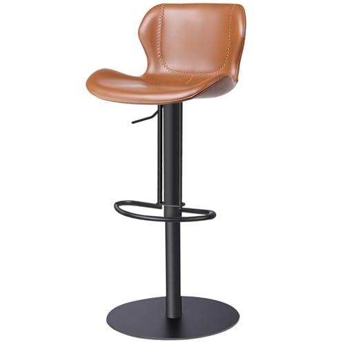 PU Stleder Barhocker 360° Drehbar, Barstuhl Hohenverstellbar Mit Rückenlehne, Küchenstuhl Tresenhocker Für Esszimmer, Wohnzimmer, Büro(Brown,Carbon Steel) von BTRUTY
