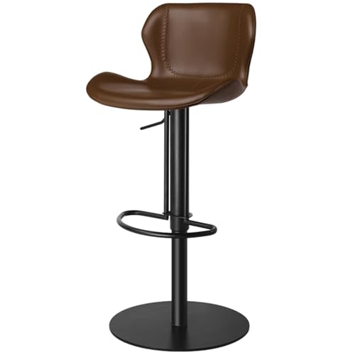 PU Stleder Barhocker 360° Drehbar, Barstuhl Hohenverstellbar Mit Rückenlehne, Küchenstuhl Tresenhocker Für Esszimmer, Wohnzimmer, Büro(Coffee,Carbon Steel) von BTRUTY