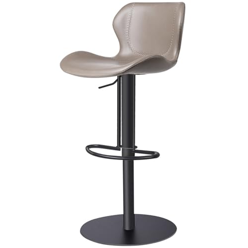 PU Stleder Barhocker 360° Drehbar, Barstuhl Hohenverstellbar Mit Rückenlehne, Küchenstuhl Tresenhocker Für Esszimmer, Wohnzimmer, Büro(Dark Grey,Carbon Steel) von BTRUTY
