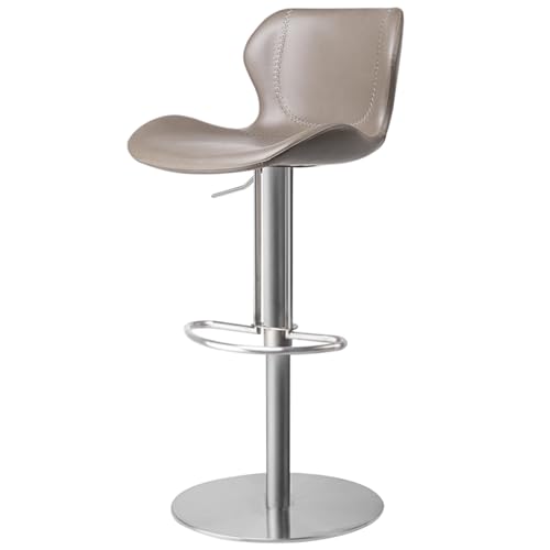 PU Stleder Barhocker 360° Drehbar, Barstuhl Hohenverstellbar Mit Rückenlehne, Küchenstuhl Tresenhocker Für Esszimmer, Wohnzimmer, Büro(Dark Grey,Stainless Steel) von BTRUTY
