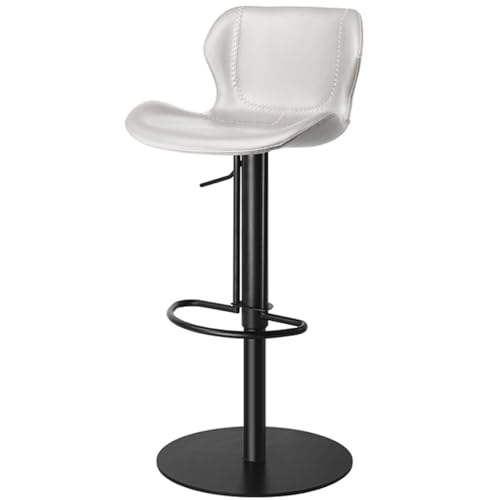 PU Stleder Barhocker 360° Drehbar, Barstuhl Hohenverstellbar Mit Rückenlehne, Küchenstuhl Tresenhocker Für Esszimmer, Wohnzimmer, Büro(Light Gray,Carbon Steel) von BTRUTY