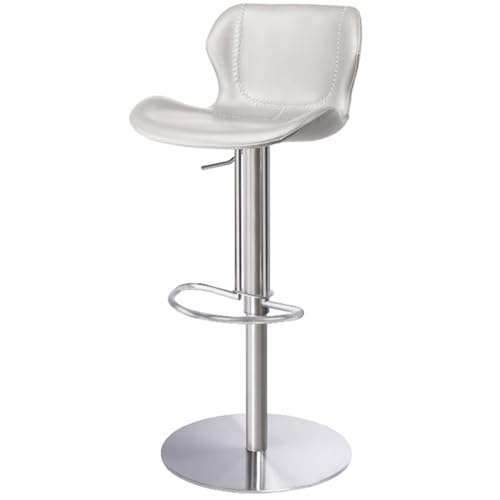 PU Stleder Barhocker 360° Drehbar, Barstuhl Hohenverstellbar Mit Rückenlehne, Küchenstuhl Tresenhocker Für Esszimmer, Wohnzimmer, Büro(Light Gray,Stainless Steel) von BTRUTY