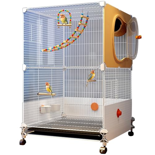 Vogelkäfig Vogelvoliere Mit Rollständer, Innen Flugkäfig Vogelkäfig Mit Tray Außen Papageienkäfig Für Wellensittich, Kanarienvogel, Parakeet(46 * 36 * 82cm,10pcs) von BTRUTY