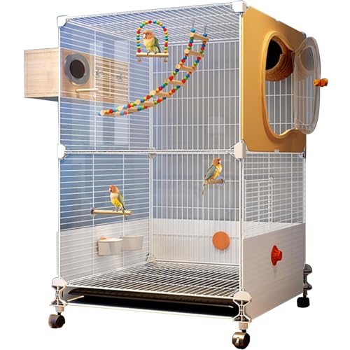 Vogelkäfig Vogelvoliere Mit Rollständer, Innen Flugkäfig Vogelkäfig Mit Tray Außen Papageienkäfig Für Wellensittich, Kanarienvogel, Parakeet(46 * 36 * 82cm,12pcs) von BTRUTY