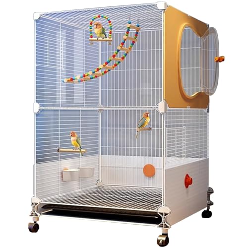 Vogelkäfig Vogelvoliere Mit Rollständer, Innen Flugkäfig Vogelkäfig Mit Tray Außen Papageienkäfig Für Wellensittich, Kanarienvogel, Parakeet(46 * 36 * 82cm,9pcs) von BTRUTY