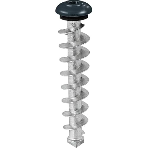 Dämmstoffschraube TEREDO | Zinkdruckguss | 60 mm | 50 Stück Isolierdübel | Dübel | Schraube | Spiraldübel | Dämmstoffdübel Farbe: anthrazit (RAL 7016) von BTS