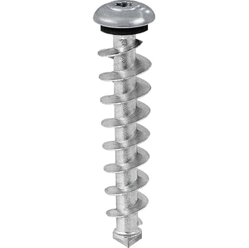Dämmstoffschraube TEREDO | Zinkdruckguss | 60 mm | 50 Stück Isolierdübel | Dübel | Schraube | Spiraldübel | Dämmstoffdübel Farbe: dunkelgrau (RAL 7045) von BTS