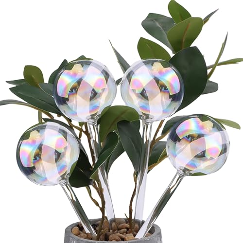 Bewässerungskugeln Glas, Bewässerung Zimmerpflanzen, Regenbogen/Ananas Wasserspender Pflanzen, Selbstbewässerung 2 Wochen,Pflanzen Bewässerung Innen/Außen,Plant Watering Dispenser (Regenbogenball × 4) von BTSAE