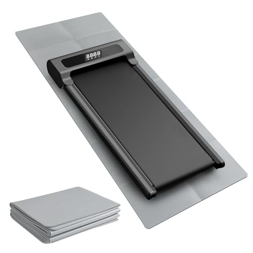 Bodenschutzmatte Fitnessgerät, Faltbare Laufband Matte 183×80 cm, 6 mm TPE Trainingsmatte rutschfest, Geruchsneutral Stoßdämpfend Wasserfest Sport Matte für Laufbänd, Ellipsentrainer (183×80×0.6cm) von BTSAE